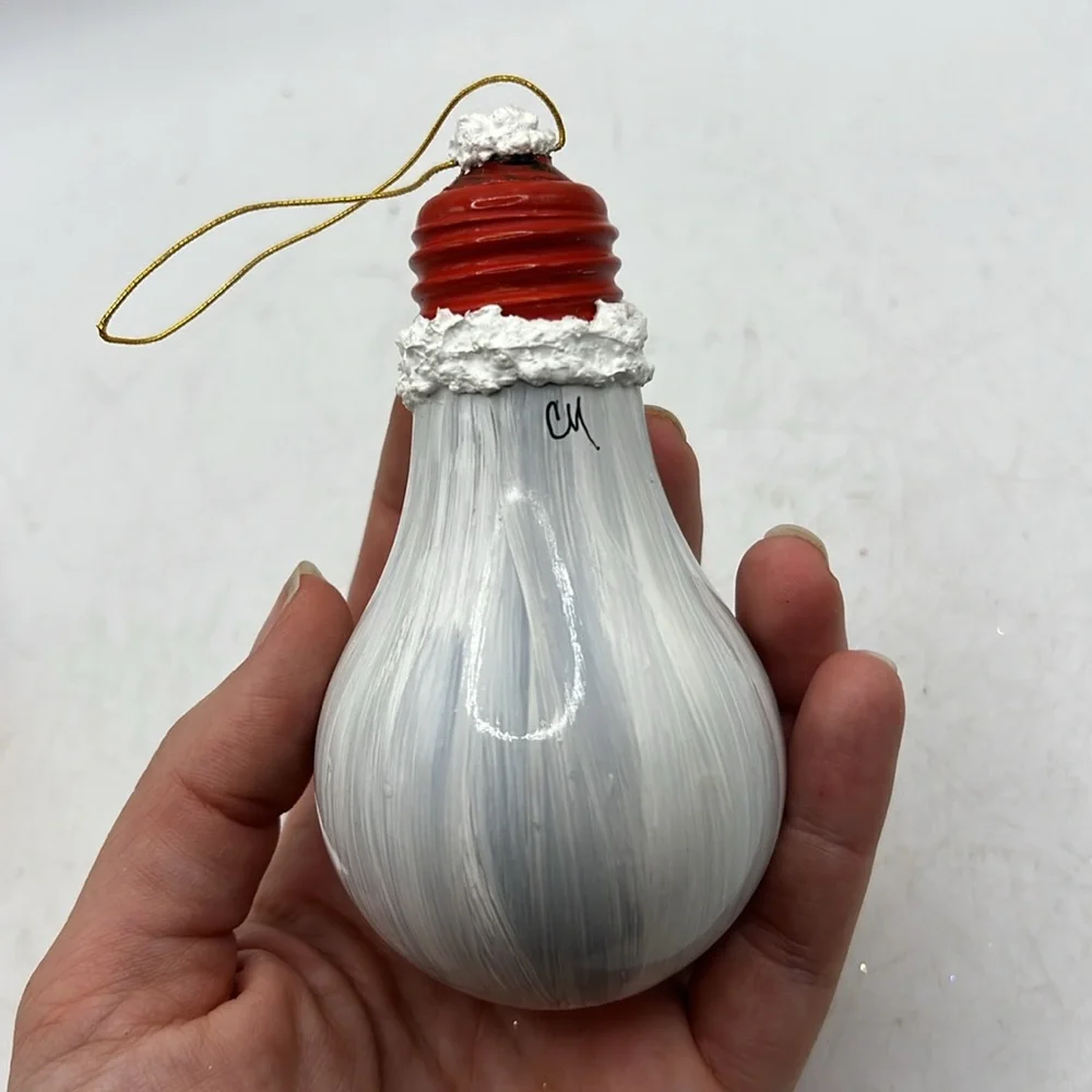 Vintage Handpainted Light Bulb Christmas Ornaments Santa Reindeer Collectible